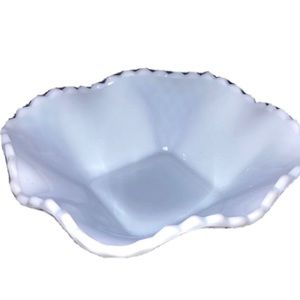 Vintage white milk glass trinket bowl dish square 6 1/4” x 2”